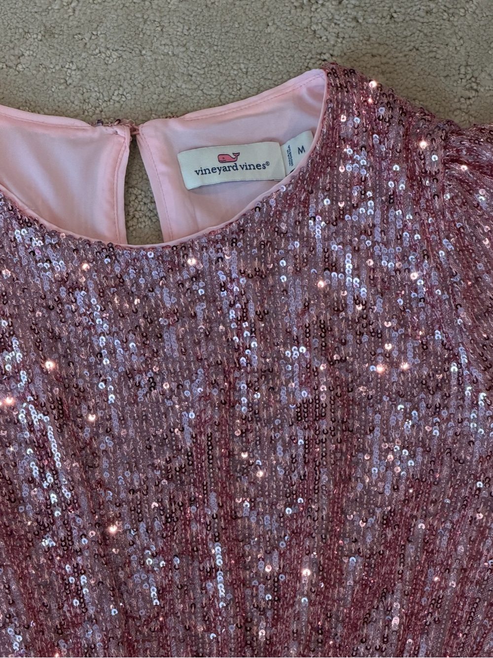 Vineyard Vines Girls Rose Pink Sequin Dress